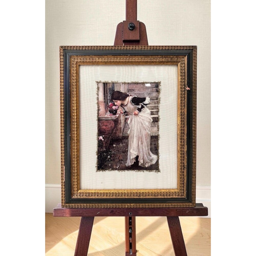 Vintage Waterhouse Framed Print "The Soul of the Rose" Fabric Mat Hand Painted